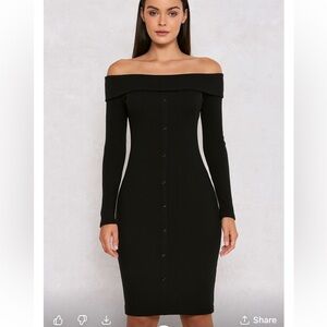 Wild Fable - Black Off-Shoulder Long Sleeve Dress